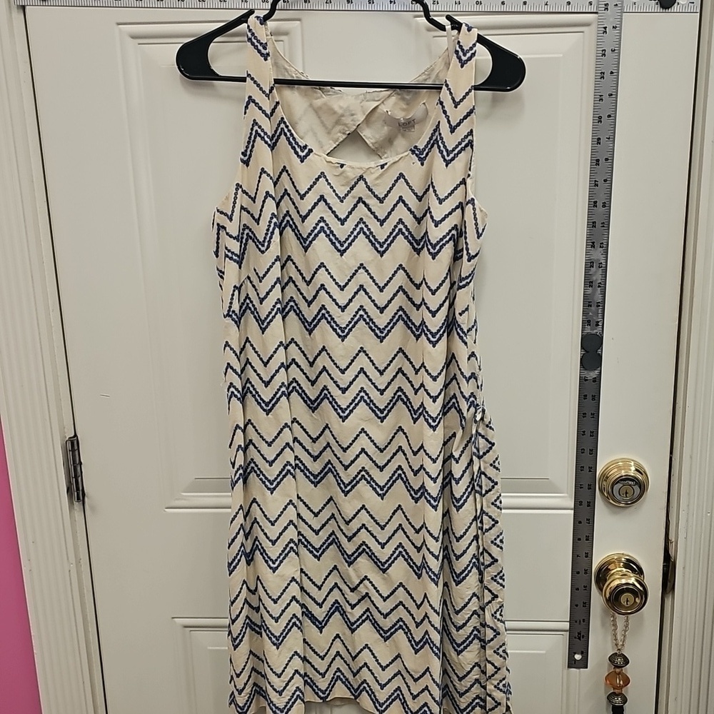 LOFT, Embroidered, Dress, Cotton, Midi, Teacher, Relax, Casual, Resort, Preppy